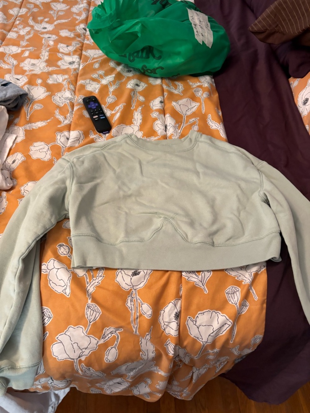 Everlane Sage Green Cropped Crewneck Sweatshirt